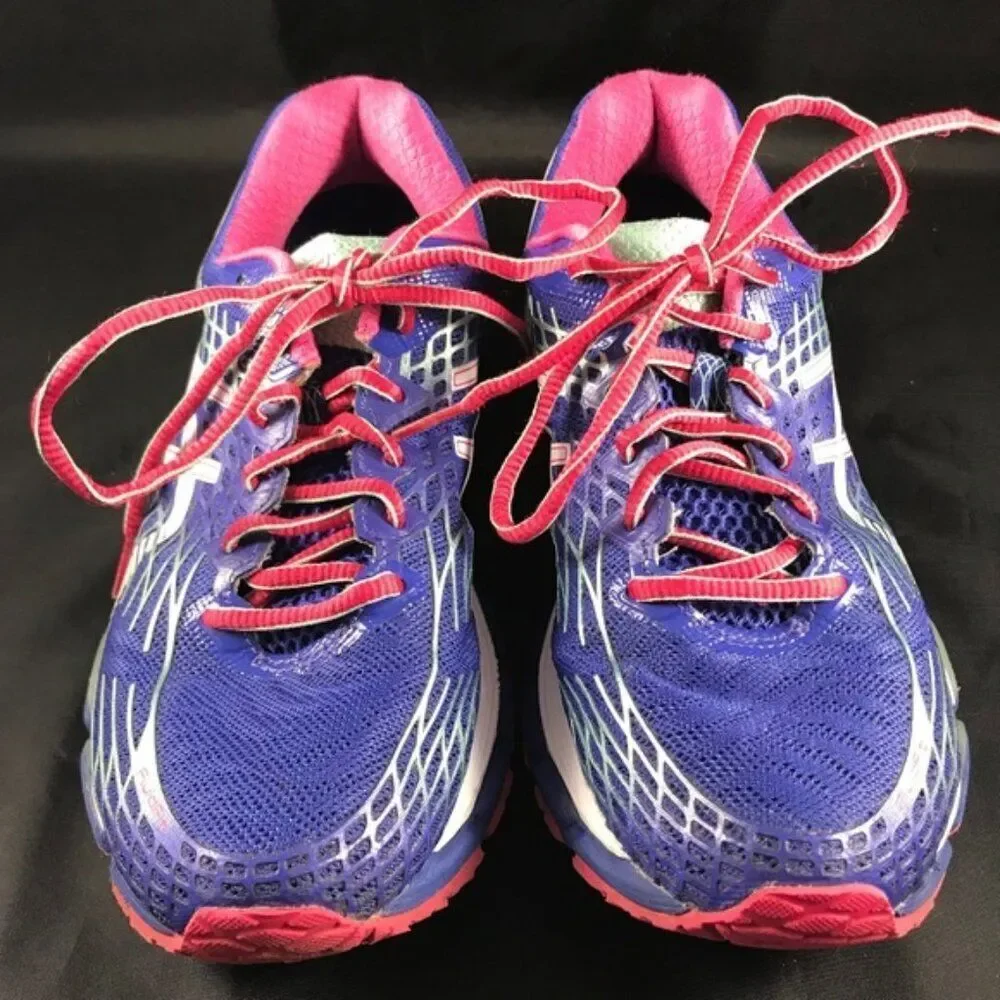 Excellent Asics GEL Nimbus 17 Womens 7.5 Royal Blue Magenta White 39 EUR
